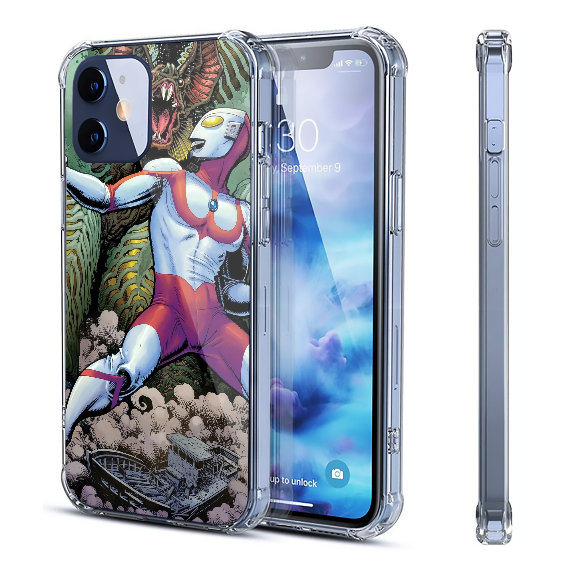 （画像用） ウルトラマン Ultraman 【iPhone 12シリーズ対応】透明スマホケース（クリアソフトケース）
